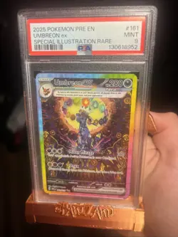 2025 POKEMON PRE EN-PRISMATIC SPECIAL ILLUSTRATION RARE #161 UMBREON EX PSA 9 - Image 1