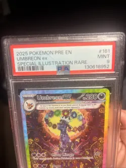 2025 POKEMON PRE EN-PRISMATIC SPECIAL ILLUSTRATION RARE #161 UMBREON EX PSA 9 - Image 3