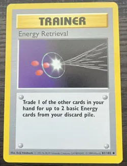 Shadowless Energy Retrieval 081/102 Pokemon TCG WOTC Base Set MINT NM - Image 1