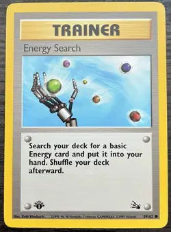 Energy Search 59/62 1st Edition Pokemon TCG WOTC Base Set Fossil MINT - Image 1