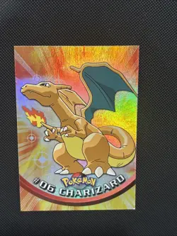 Topps Pokemon Animation Edition Series 1 Rainbow Foil #6 Charizard NM Blue Logo - Image 3