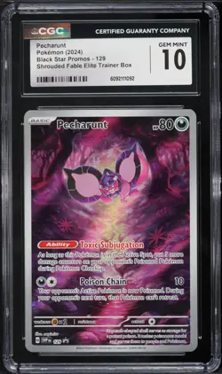 Pokemon Pecharunt Holo #129 Shrouded Fable ETB Promo 2024 - CGC 10 Gem Mint - Image 1