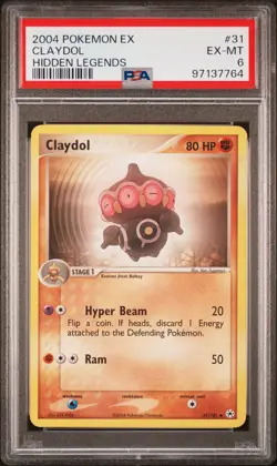 2004 POKEMON EX HIDDEN LEGENDS #31 CLAYDOL PSA 6 - Image 1