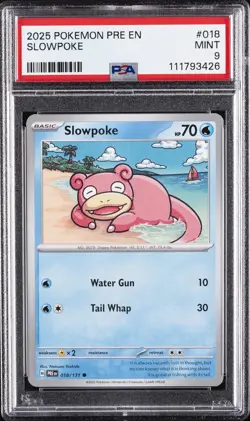 2025 POKEMON PRE EN-PRISMATIC EVOLUTIONS #018 SLOWPOKE PSA 9 - Image 1