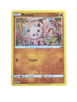 New: 2021 Pokemon TCG Mankey 133 Swsh08: Fusion Strike Reverse Holo Common - Image 1