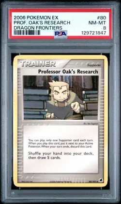 2006 POKEMON EX DRAGON FRONTIERS #80 PROFESSOR OAK'S RESEARCH PSA 8 - Image 1