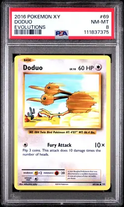 2016 POKEMON XY EVOLUTIONS #69 DODUO PSA 8 - Image 1