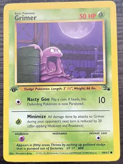 1st Edition Grimer 48/62 Pokemon TCG WOTC Base Set Fossil MINT - Image 1