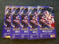 10 x One Piece OP14 - THE AZURE SEA’S SEVEN - Sleeved Blister Booster Packs Lot - Image 1