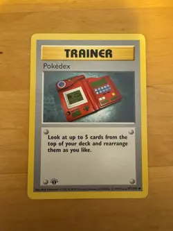 1999 First Edition Base Set Shadowless Pokedex Trainer Pokemon Card # 87/102 - Image 1