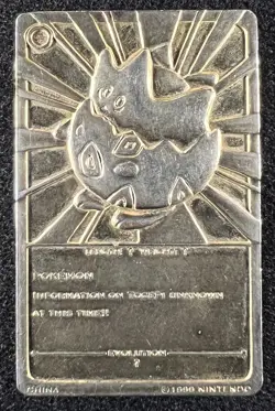 Pokemon 23K Gold Plated Togepi Trading Card 1999 Burger King Limited Edition - Image 2