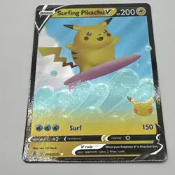 Pokemon TCG Surfing Pikachu v Ultra Rare Holo Card 008/025 Celebrations - Image 1