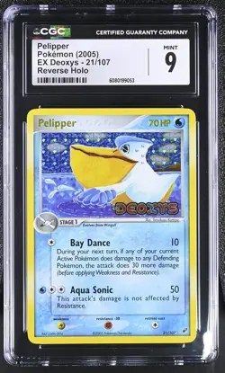 CGC 9 MINT Pelipper 2005 EX Deoxys 21/107 Reverse Holo Pokemon Card - Image 1