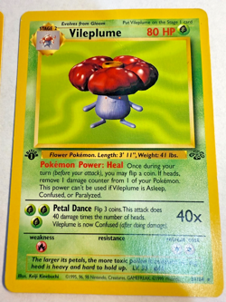 Vintage Oddish Gloom Vileplume FIRST EDITION Cards Jungle Set Pokemon TCG Lot - Image 4