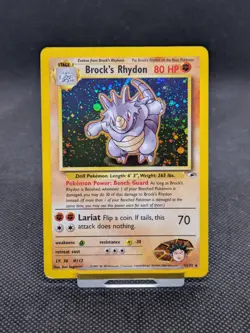 Pokemon Card Brock's Rhydon 2/132 Holo Rare Gym Heroes WOTC LP EXCELLENT - Image 1