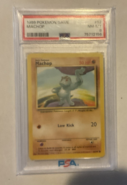 1999 Pokemon Game #52 Machop Shadowless PSA 8 - Image 1