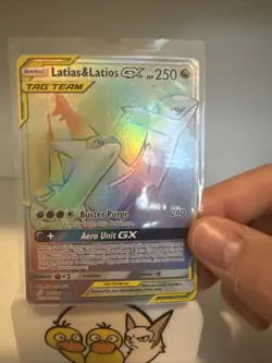 Latias & Latios GX 190 Team-Up Secret Rainbow Rare Sun & Moon Pokemon NM+ - Image 2