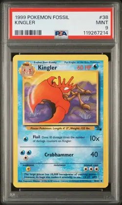 PSA 9 - Kingler 38/62 Fossil 1999 Uncommon Pokemon TCG - Image 1