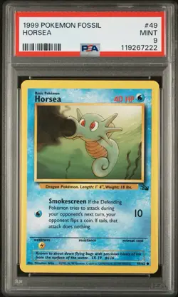 PSA 9 - Horsea 49/62 Fossil 1999 Common Pokemon TCG - Image 1