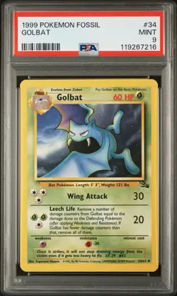 PSA 9 - Golbat 34/62 Fossil 1999 Pokemon TCG - Image 1