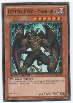 4x Lightly Played Destiny Hero - Malicious - GLD3-EN009 - Common - Limited Editi - Image 1