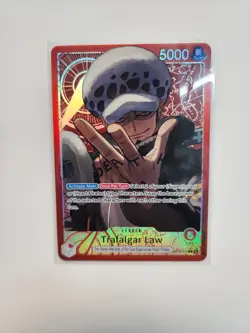One Piece TCG OP14-001 Azure Sea's Seven Trafalgar Law Alternate Art Leader Red - Image 1