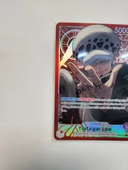 One Piece TCG OP14-001 Azure Sea's Seven Trafalgar Law Alternate Art Leader Red - Image 3