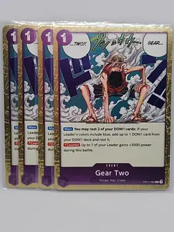 OP11-080 Gear Two (R) A Fist of Divine Speed - One Piece CCG x4 Playset - Image 1