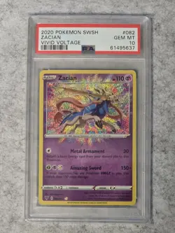 Zacian 082/185 PSA 10 - Vivid Voltage Amazing Rare Pokemon Card - Image 1