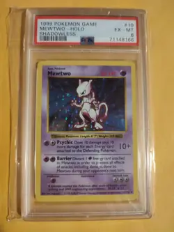 1999 Pokemon Card Base Set Shadowless Mewtwo Holo 10/102 Holo PSA 6 - Image 1