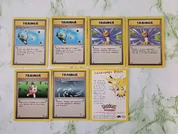 Pokemon Trainer Cards lot of 6, and 1 Pokemon Legendary Birds Card. - Image 1