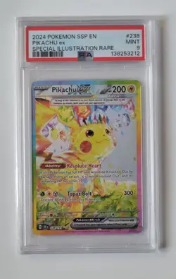 Pokemon Pikachu ex TCG Sv08: Surging Sparks Card 238/191 PSA MINT 9 - Image 1