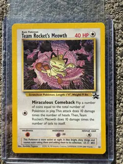 Pokemon Card - Team Rocket's Meowth #18 WoTC Black Star Promo - Image 1