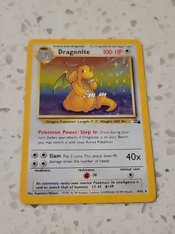 Pokemon TCG Dragonite Fossil Holo Unlimited Rare Card 4/62 1999 Vintage - Image 2