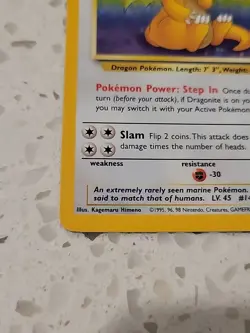 Pokemon TCG Dragonite Fossil Holo Unlimited Rare Card 4/62 1999 Vintage - Image 3