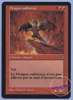 Brimstone dragon Mtg MISPRINT. French. Red shading around (6) in casting cost - Image 1