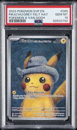 2023 POKEMON SVP EN-SV BLACK STAR PROMO #085 PIKACHU WITH GREY FELT HAT PSA 10 - Image 1