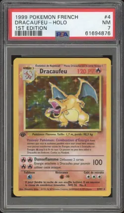 1999 Pokemon FRENCH 1st Edition Base Set Dracaufeu-Charizard Holo 4/102 PSA 7 NM - Image 1