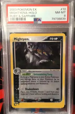 PSA 8 NM-MT 2003 Pokemon EX Ruby & Sapphire Holo Rare 10/109 Mightyena - Image 1