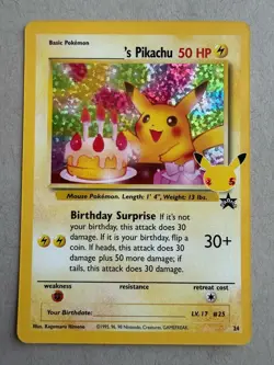 2021 Pokemon Celebrations Classic Collection #24 Birthday Pikachu Holo Card - Image 1