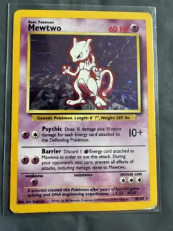 Pokemon Card Mewtwo 10/102 Base Set Holo Rare - Image 1