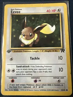 1st Edition Eevee 55/82 Team Rocket Set Rare Vintage Pokemon Card HP - Image 1