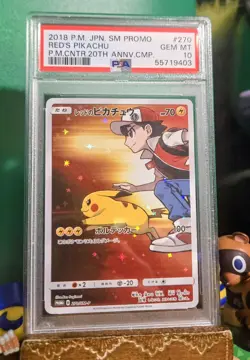 2018 PSA 10 Red's Pikachu 270/SM-P Promo Pokemon Ctr Anniversary Beautiful Card✨ - Image 2