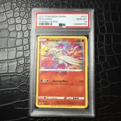 Pokemon TCG Reshiram Shining Fates Holo Card 017/072 Amazing Rare PSA 10 - Image 1
