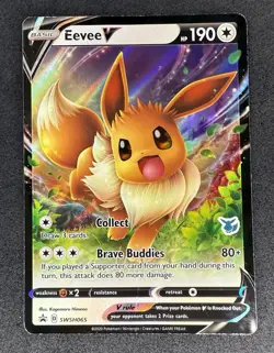 Eevee V SWSH065 Sword & Shield Black Star Promo Holo Full Art Card Eevee Stamp - Image 1