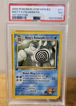 2000 POKEMON GYM HEROES 1ST EDITION #31/132 MISTY'S POLIWRATH PSA 7 - Image 1