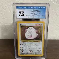 Pokemon 2000 Chansey 3/130 Holo Base Set 2 CGC 7.5 Near Mint+ Sub-grades.￼ Swirl - Image 1