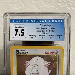 Pokemon 2000 Chansey 3/130 Holo Base Set 2 CGC 7.5 Near Mint+ Sub-grades.￼ Swirl - Image 4