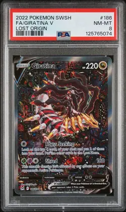 Pokemon 2022 Giratina V 186/196 Alt Art Lost Origin PSA 8 - Image 1