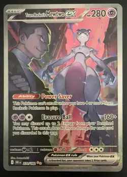 Pokemon TCG Destined Rivals: Team Rocket’s Mewtwo Ex SIR 231/182 Pokemon Card - Image 2